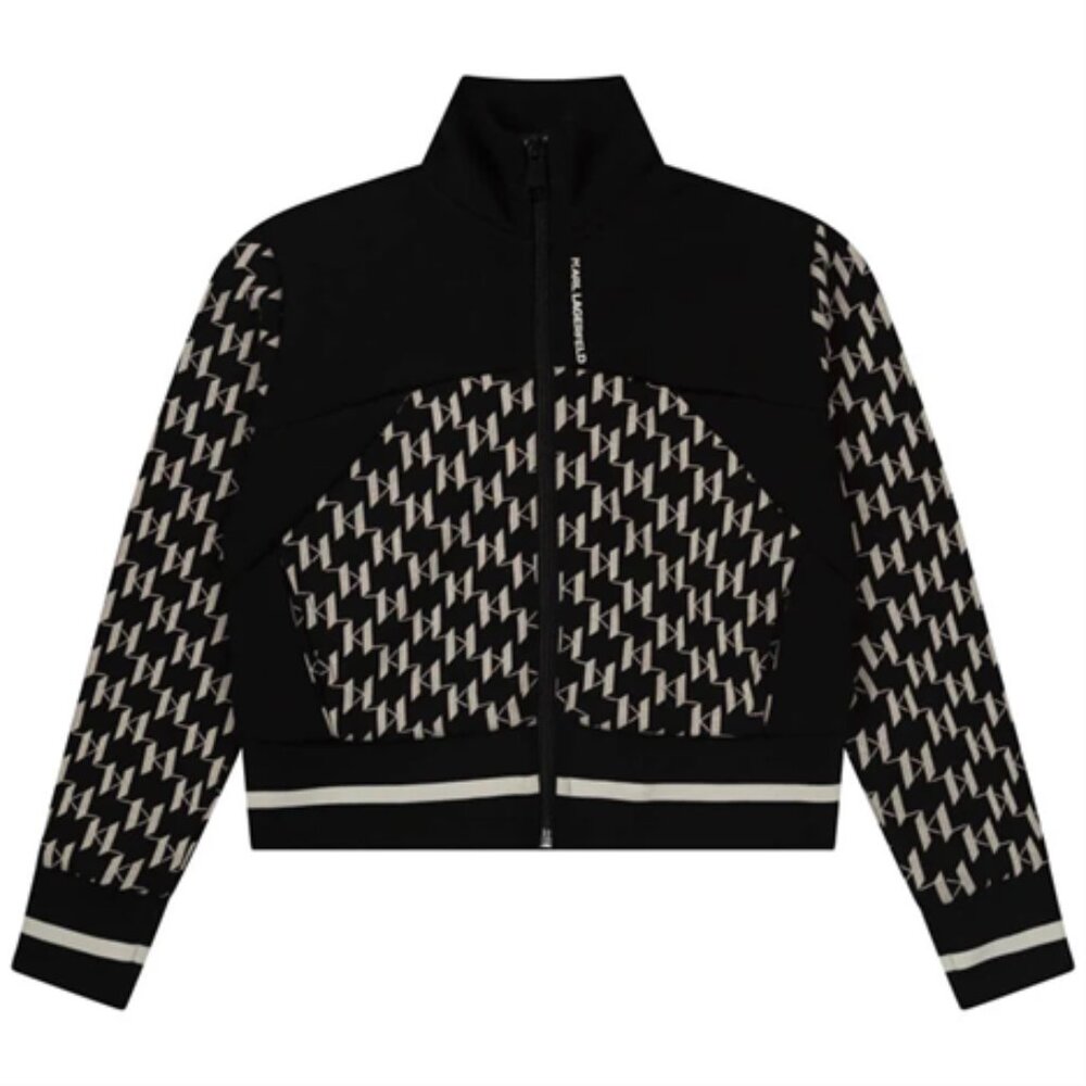 Karl Lagerfeld  Girls Black & White Zipped Sweatshirt
